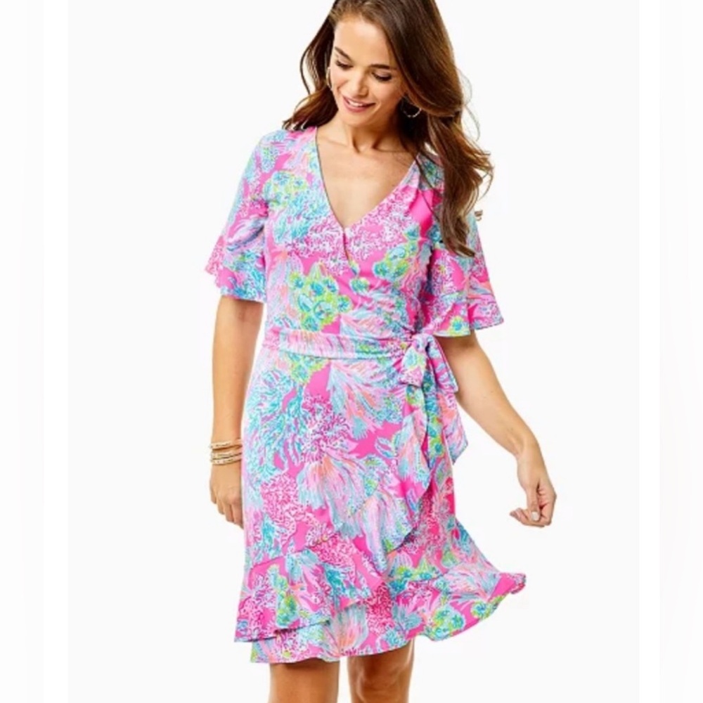 Lilly Pulitzer NWT Isella dress Size Small in Prosecco Pink Seaing Things Print